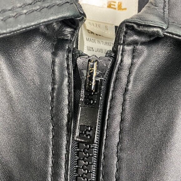 Diesel Men's Black Lamb Leather Full Zip Bomber Jacket Epaulettes US S - Picture 7 of 16
